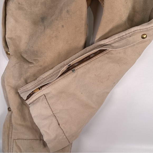 Carhartt Mens Coveralls Vintage Duck Canvas Insulated Tan 44R - Picture 4 of 16